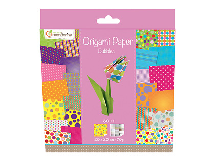 FEUILLE PAPIER ORIGAMI CLAIREFONTAINE BUBBLES 70G 200X200MM COLORIS ASSORTIS