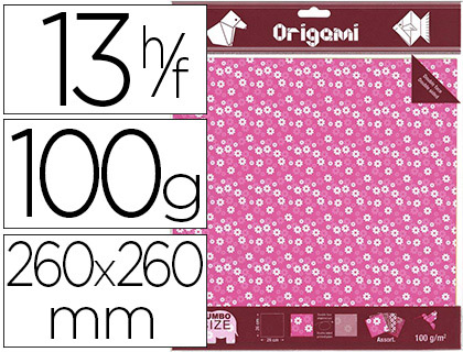 PAPIER PLIAGE OZ INTERNATIONAL ORIGAMI 260X260MM 100G/M2 DOUBLE FACE DCOR FLEURS EN RELIEF COLORIS ASSORTIS 12F