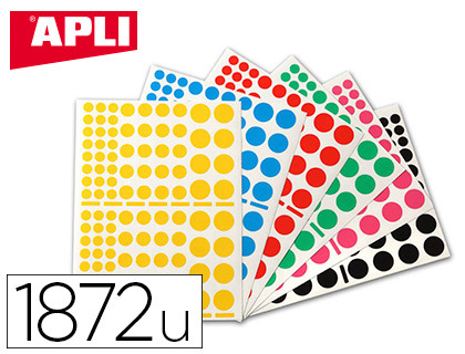 GOMMETTE GOMTRIQUE APLI AGIPA RONDE COLORIS ASSORTIS POCHETTE 18F 1872 UNITS