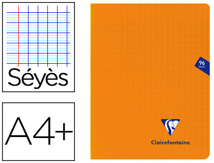 CAHIER PIQU CLAIREFONTAINE MIMESYS COUVERTURE POLYPROPYLNE A4+ 24X32CM 96 PAGES 90G RGLURE SYS COLORIS ORANGE