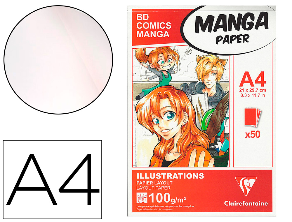 MANGA ILLUSTRATIONS BLOC COLL  CLAIREFONTAINE A4       21X29,7CM  100GR 50F