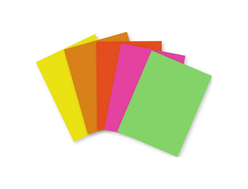 PAPIER AFFICHE CLAIREFONTAINE 21X29,7CM 90G COLORIS FLUO    ASSORTIS PAQUET 100 FEUILLES