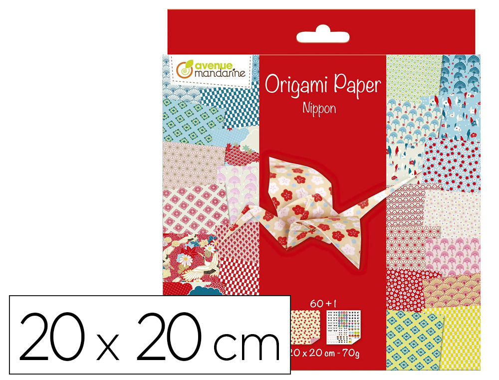 PAPIER ORIGAMI AVENUE MANDARINE NIPPON 200X200MM    70G POCHETTE 60 FEUILLES