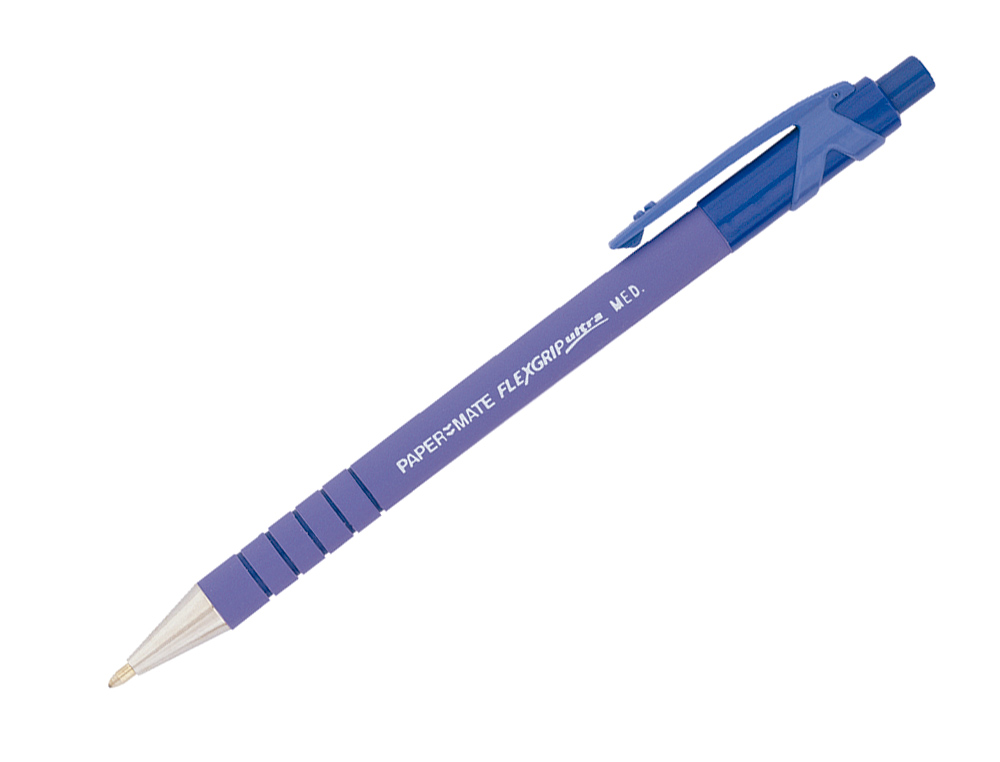 STYLO-BILLE PAPER MATE FLEXGRIP ULTRA CRITURE MOYENNE 0.7MM ENCRE DOUCE CORPS STRI ANTI-GLISSE RTRACTABLE BLEU