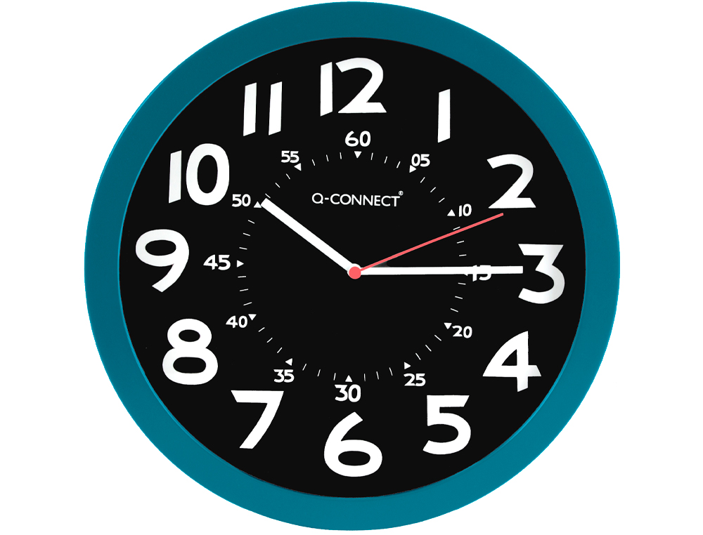 HORLOGE Q-CONNECT MURALE PLASTIQUE DESIGN MODERNE COULEUR VIVE 1 PILE AA NON FOURNIE DIAMTRE 30CM BLEU