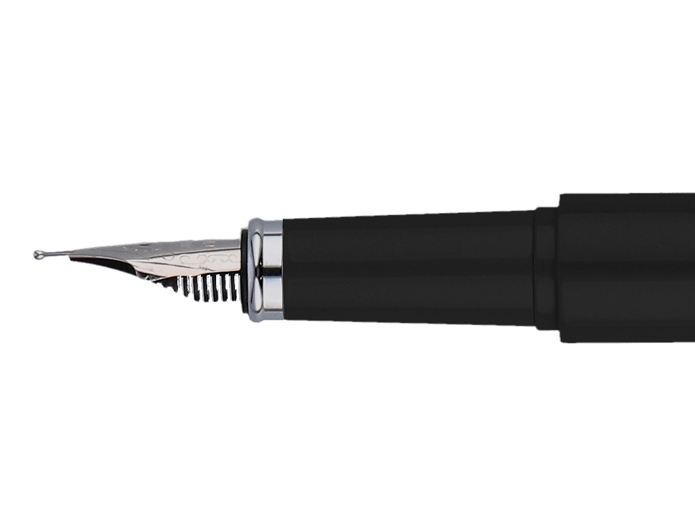 STYLO-PLUME ET ETUI EN SIMILI CUIR BELIUS SPACE B MONOCHROME SANS AGRAFE ENCRE BLEUE COLORIS NOIR DANS COFFRET CADEAU