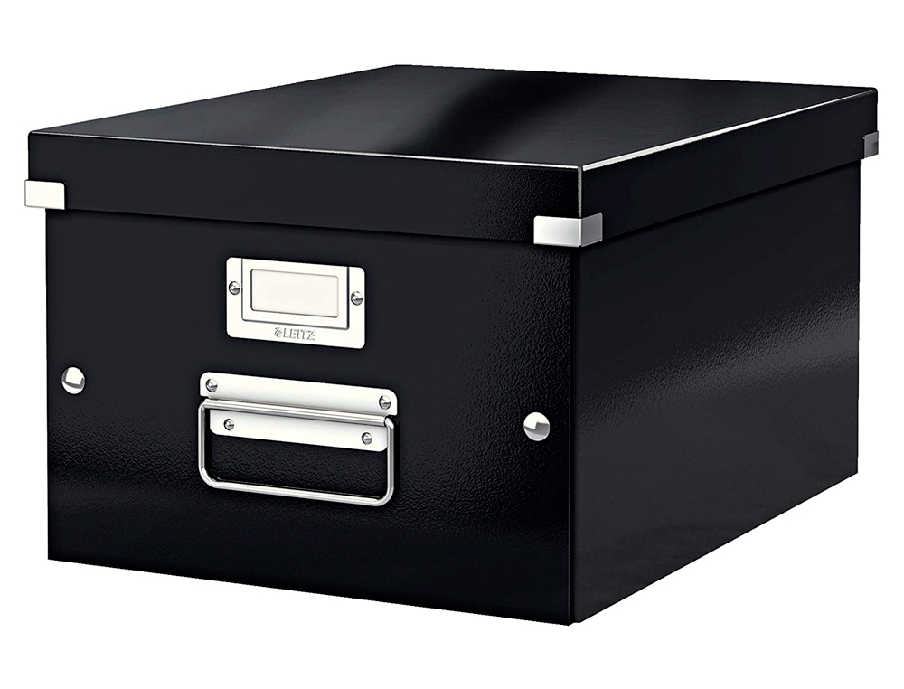 BOÎTE ARCHIVES ESSELTE CLICK&STORE WOW POLYPROPYLÈNE LAMINÉ 281X200X370MM FORMAT MEDIUM POIGNÉE TRANSPORT COLORIS NOIR