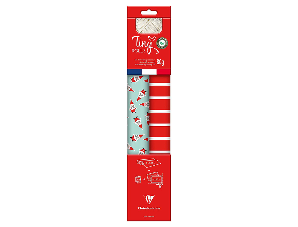 SET D'EMBALLAGE CADEAU P RE NO L COMPOS  DE 2 ROULEAUX    TINY ROLLS 5MX0,35CM + 1      ROULEAU BOLDUC 20M + 10