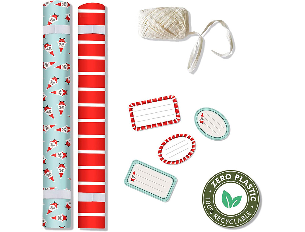 SET D'EMBALLAGE CADEAU P RE NO L COMPOS  DE 2 ROULEAUX    TINY ROLLS 5MX0,35CM + 1      ROULEAU BOLDUC 20M + 10