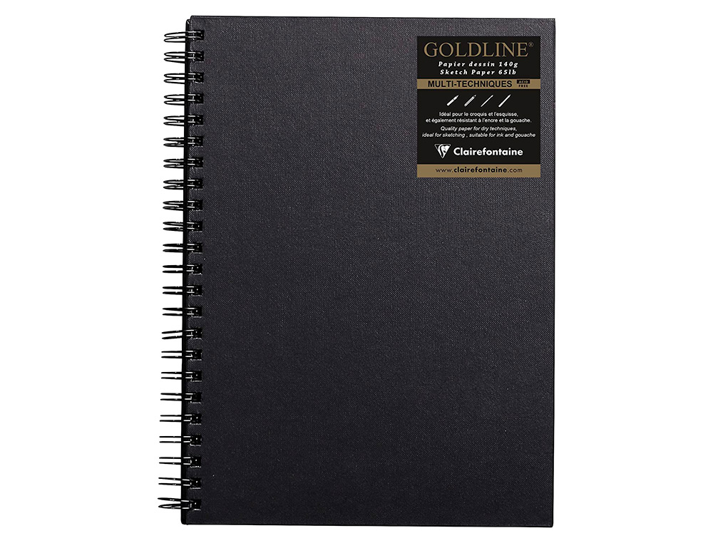 CARNET   SPIRALE GOLDLINE A4 COUVERTURE NOIR PORTRAIT 21X29,7CM 140G 64F