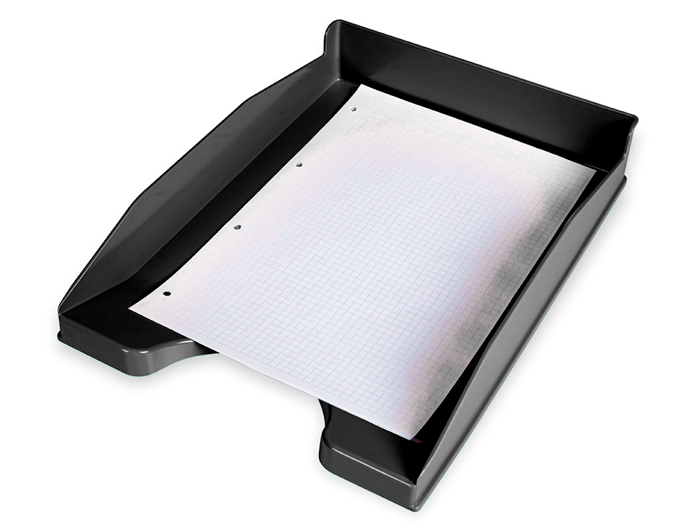 CORBEILLE À COURRIER Q-CONNECTPOLYPROPYLÈNE DOCUMENTS A4+ 240X320MM EMPILABLE 350X255X65MM COLORIS NOIR OPAQUE