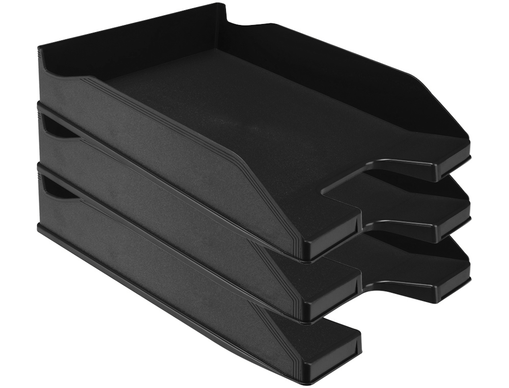 CORBEILLE À COURRIER Q-CONNECTPOLYPROPYLÈNE DOCUMENTS A4+ 240X320MM EMPILABLE 350X255X65MM COLORIS NOIR OPAQUE