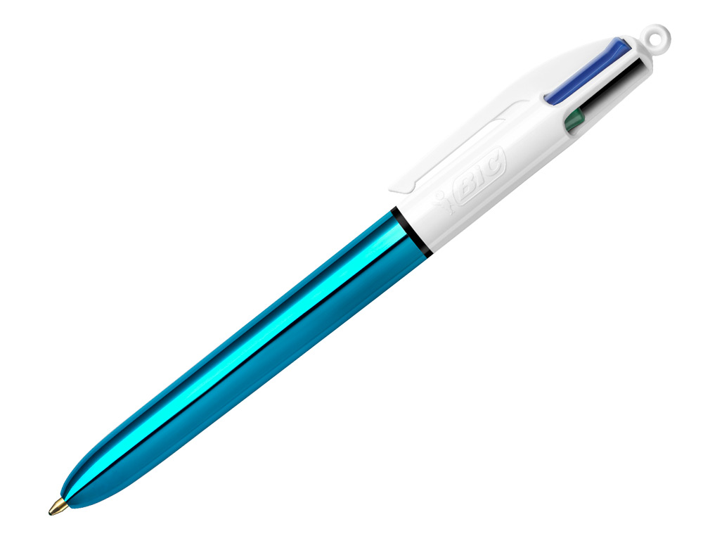 STYLO-BILLE BIC 4 COLOURS SHINE BLEU POINTE MOYENNE COULEUR CLASSIQUE