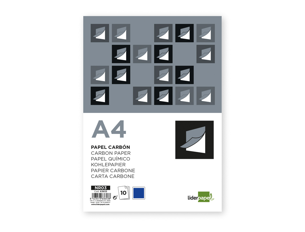 PAPIER CARBONE LIDERPAPEL FILM BLEU FORMAT A4 BOÎTE DE 10 FEUILLES
