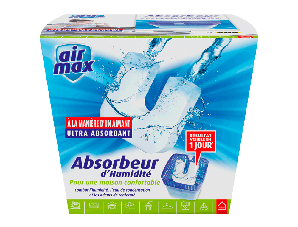 ABSORBEUR HUMIDITE AIR MAX RECHARGEABLE EAU DE           CONDENSATION ODEURS DE        RENFERME SANS ODEUR  450G + 1