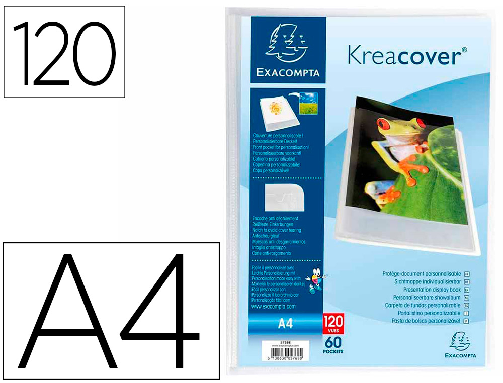 PROTEGE-DOCUMENTS PERSONNALISABLE EXACOMPTA     KREACOVER POLYPROPYLENE       SEMI-RIGIDE A4 24X32CM 120