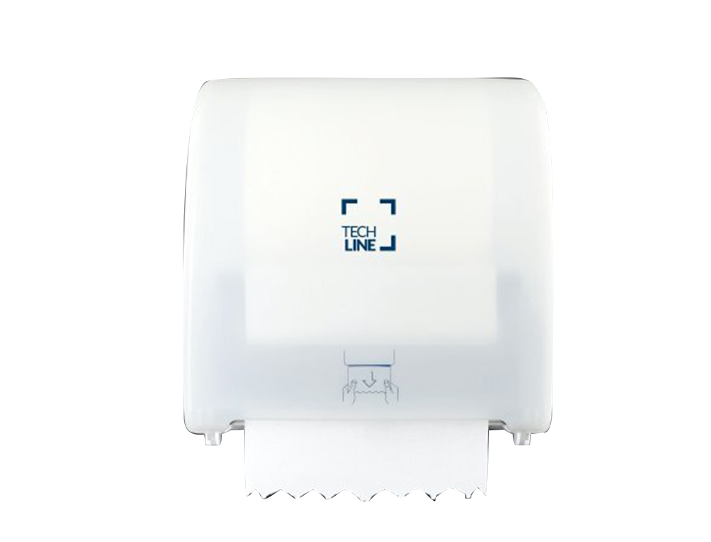 DISTRIBUTEUR ESSUIE MAINS TECHLINE ROULEAU AUTOCUT      COLORIS BLANC