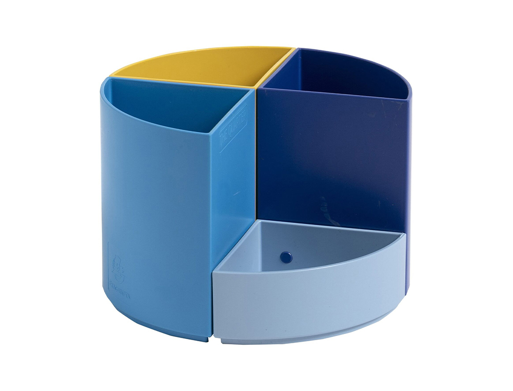 POT A CRAYONS EXACOMPTA THE QUARTER BEE BLUE MODULABLE PLASTIQUE RECYCLE 4 COMPARTIMENTS 2 HAUTEURS COLORIS ASSORTIS