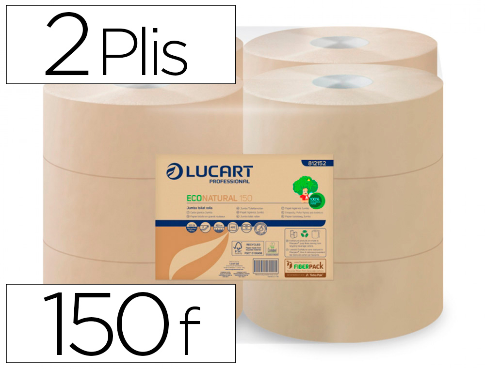 SERVIETTE DISTRIBUTION HPS L-ONE 2 PLIS ECO NATURAL      160X240MM COLORIS HAVANE      CARTON DE 40 PAQUETS DE 150