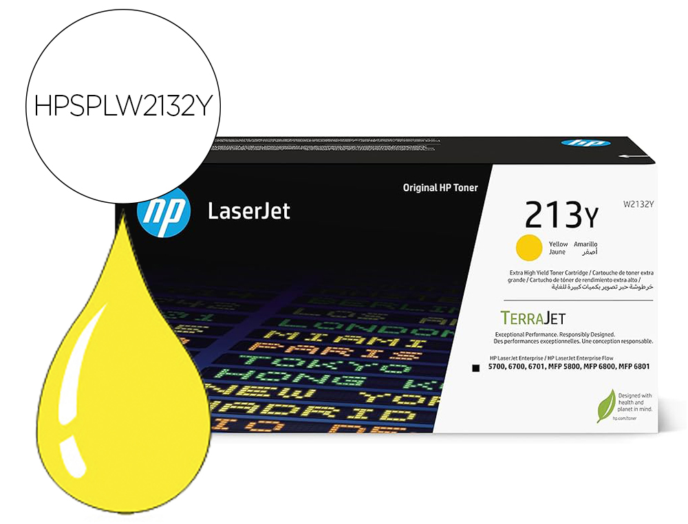 TONER LASER HP ORIGINAL 213Y (W2132Y) 12000P JAUNE