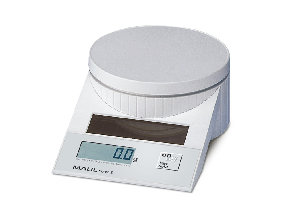 PESE-LETTRES MAUL TRONIC S SOLAIRE PORTEE 5KG DIAM.      PLATEAU 128MM COLORIS BLANC