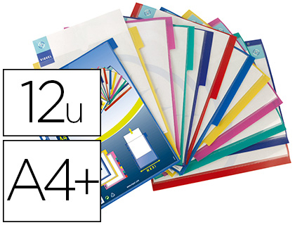 INTERCALAIRE VIQUEL POLYPROPYLNE 12 POSITIONS A4+ 210X297MM RIGIDE PERSONNALISABLE 11 TROUS COLORIS ASSORTIS