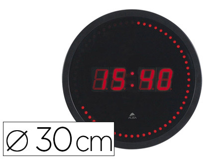 HORLOGE ALBA LED MCANISME HAUTE PRCISION RONDE DIAMTRE 30CM CADRAN ABS LENTILLE VERRE CCOLORIS NOIR