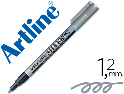 MARQUEUR ARTLINE PERMANENT POINTE FINE CONIQUE 1.2MM TOUS SUPPORTS CORPS MTAL ENCRE PIGMENTE RSISTE EAU ARGENT