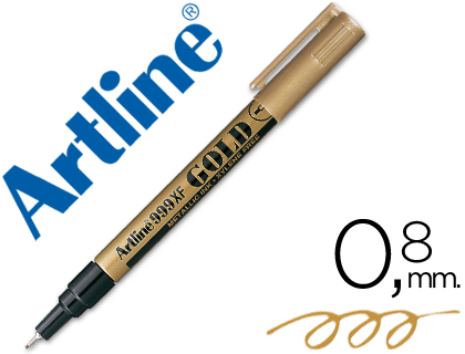 MARQUEUR ARTLINE PERMANENT POINTE EXTRA FINE CONIQUE 0.8MM TOUS SUPPORTS CORPS MTAL ENCRE PIGMENTE RSISTE EAU OR
