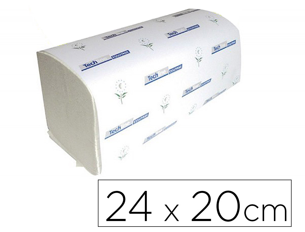 ESSUIE-MAINS TECHLINE DOUBLE EPAISSEUR OUATE ECOLABEL PLIAGE EN Z 24X20CM PAQUET 200F COLORIS BLANC CARTON 15 PAQUETS
