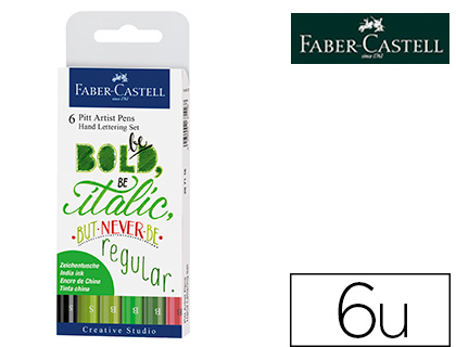 FEUTRE FABER-CASTELL LETTERING PITT ARTIST PEN     ENCRE DE CHINE PIGMENTEE VERT BOITE DE 4U