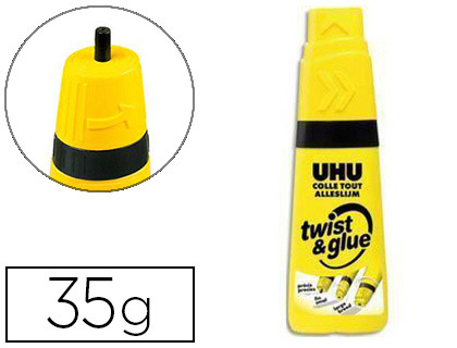 COLLE UHU TWIST&GLUE EXTRA FORTE TRANSPARENTE MULTI-MATRIAUX COLLAGE PRCIS FIN LARGE AVEC SOLVANT FLACON 35G