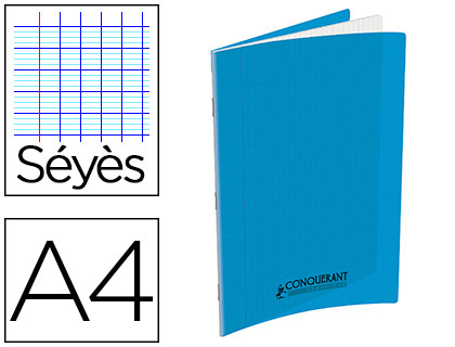 CAHIER AGRAF CONQURANT CLASSIQUE POLYPROPYLNE A4 48 PAGES 90G SYS COLORIS BLEU