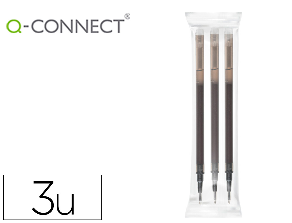 RECHARGE ROLLER Q-CONNECT ENCRE EFFACABLE COULEUR NOIR  SET DE 3U