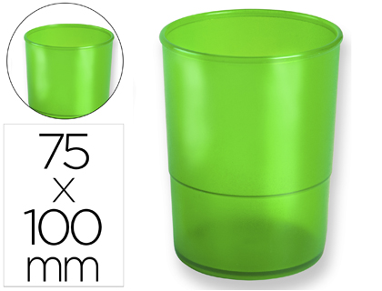 POT A CRAYONS Q-CONNECT PLASTIQUE HAUTEUR 100MM DIAMETRE 75MM COLORIS VERT TRANSLUCIDE