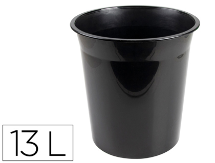 CORBEILLE PAPIER Q-CONNECT PLASTIQUE RESISTANT 13L       275X285MM COLORIS NOIR OPAQUE