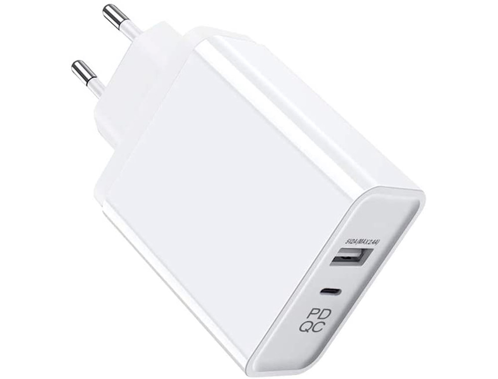 CHARGEUR SECTEUR 2 PORTS USB-A ET USB-C POUR           SMARTPHONE ET ORDINATEUR      PORTABLE 2,4 A 5V  45W