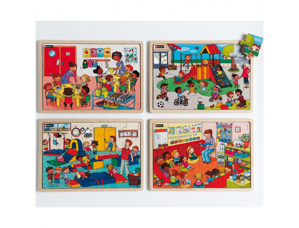 PUZZLES NATHAN ENSEMBLE A L'ECOLE LOT DE 4 PUZZLES