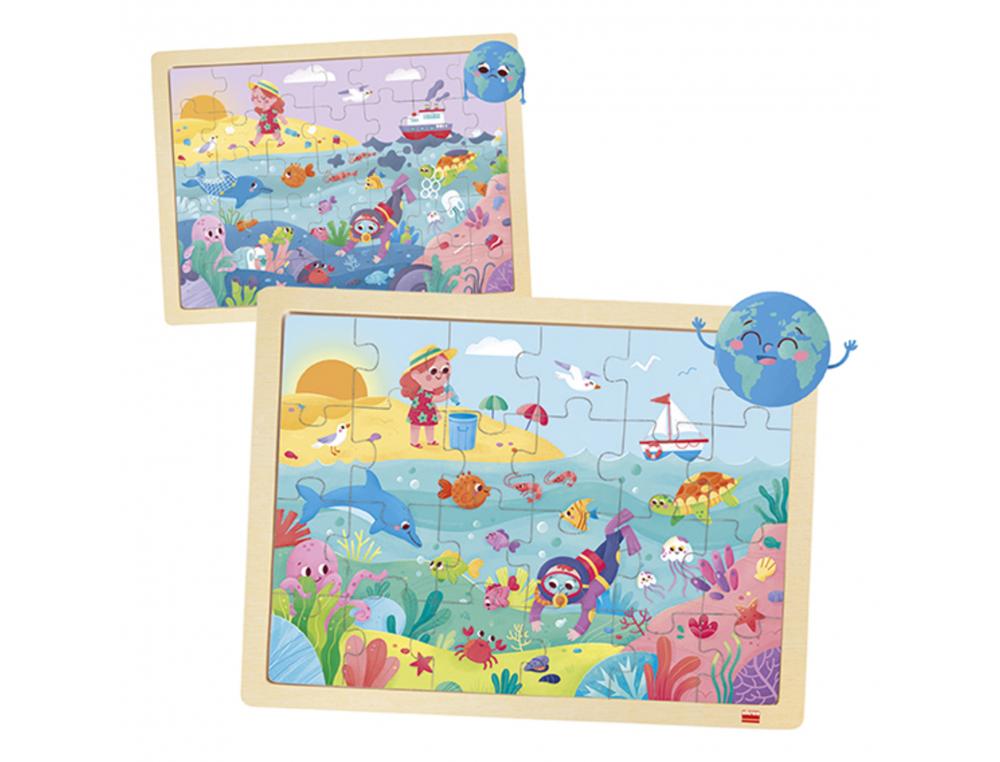 PUZZLES EN BOIS AVEC CADRE AKROS ECO PUZZLES SAUVONS LA  PLANETE 2 PUZZLES 24 PIECES   ET 2 PUZZLES 35 PIECES 4