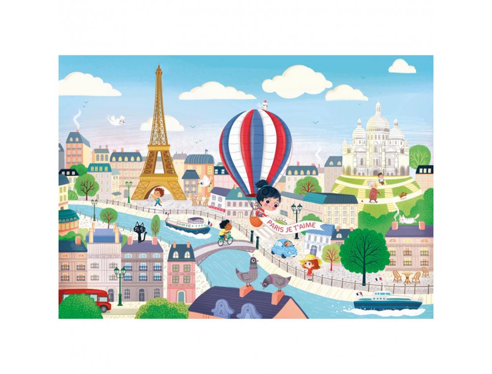 PUZZLE EN BOIS SANS CADRE MICHELE WILSON VUE DE PARIS   12 PIECES