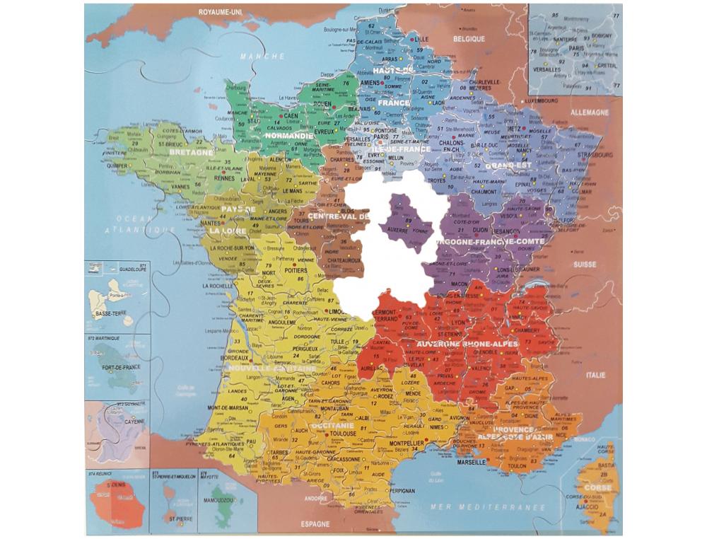 PUZZLES CARTE DE FRANCE WILSON JEUX CARTE DE FRANCE   DES DEPARTEMENTS 100 PIECES
