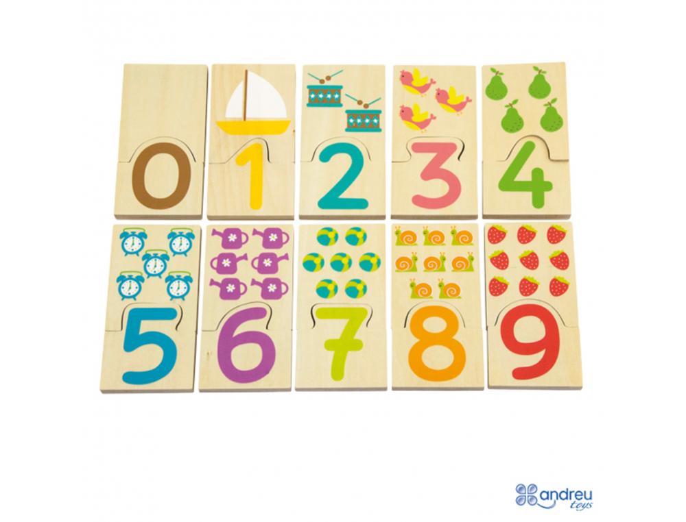JOUER AVEC LES CHIFFRES ANDREU TOYS J'APPRENDS LES    CHIFFRES JEU DE NUMEROTATION  EN BOIS DE 1 A 10 20 PIECES