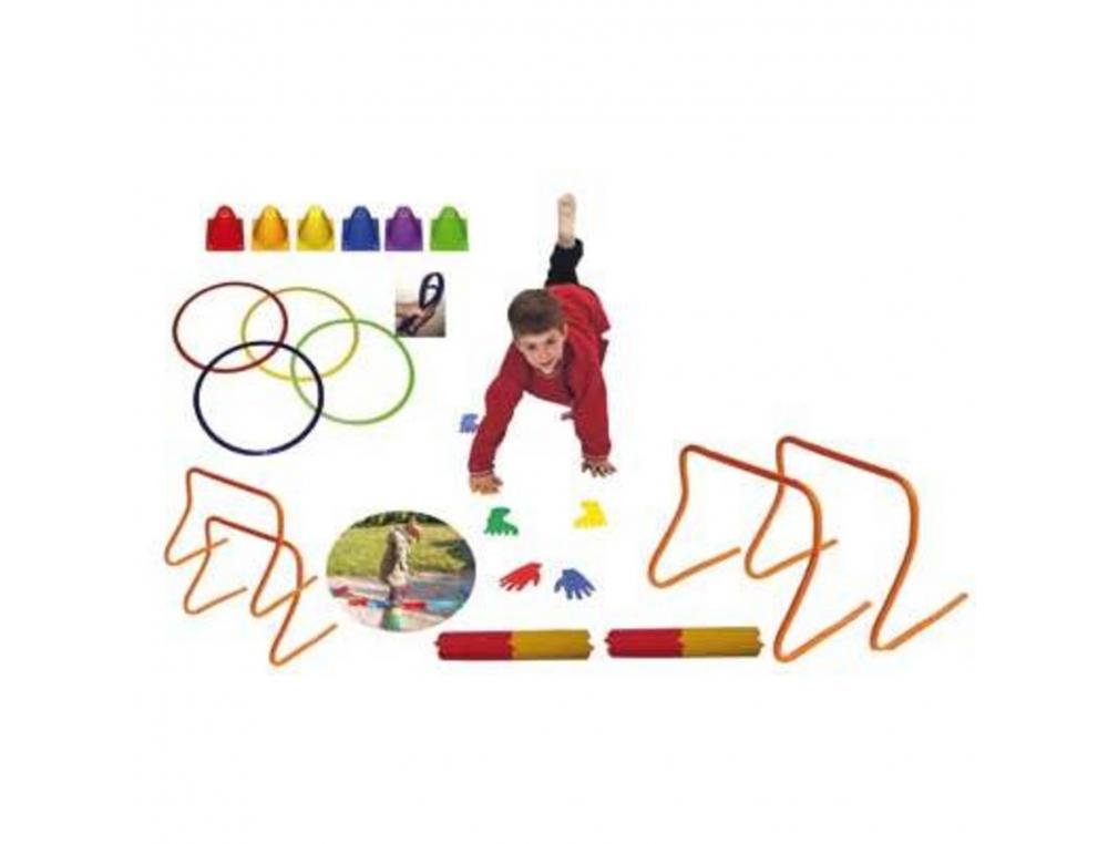 SET DE MOTRICITE FIRST LOISIRS VARIETE D ACTIVITES   RAMPER COURIR SLALOMER SAUTER TENIR EN EQUILIBRE KIT