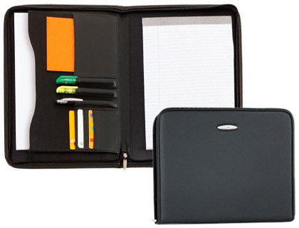 CONFRENCIER ALBA ZIPPER POLYURTHANE COLOGIQUE AVEC 1 PORTE-BLOC 1 POCHETTE SOUFFLET 1 FERMETURE CLAIR COLORIS NOIR