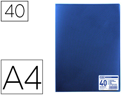 PROTGE-DOCUMENTS ELBA MEMPHIS POLYPROPYLNE COUVERTURE SEMI-RIGIDE 20 POCHETTES 40 VUES A4 210X297MM COLORIS BLEU