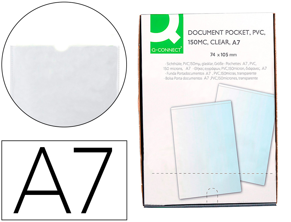 TUI POLYPROPYLNE Q-CONNECT A7 74X105MM 15/100E CONTOUR SOUD U TRANSPARENT