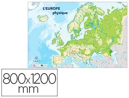 CARTE MUETTE EUROPE PHYSIQUE BOUCHUT GRANDRMY 80x120CM