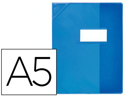 PROTGE-CAHIER ELBA STRONG LINE PVC CRISTAL 15/100E RABATS PORTE-TIQUETTE ET TIQUETTE 170X220MM BLEU CRISTAL
