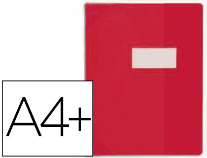 PROTGE-CAHIER ELBA STRONG LINE PVC CRISTAL 15/100E RABATS PORTE-TIQUETTE ET TIQUETTE 240X320MM ROUGE OPAQUE