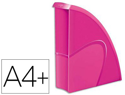 PORTE-REVUES CEP HAPPY POLYSTYRNE ANTICHOC FORMAT 240X320MM FRONT BAS 270X85X310MM COLORIS ROSE INDIEN